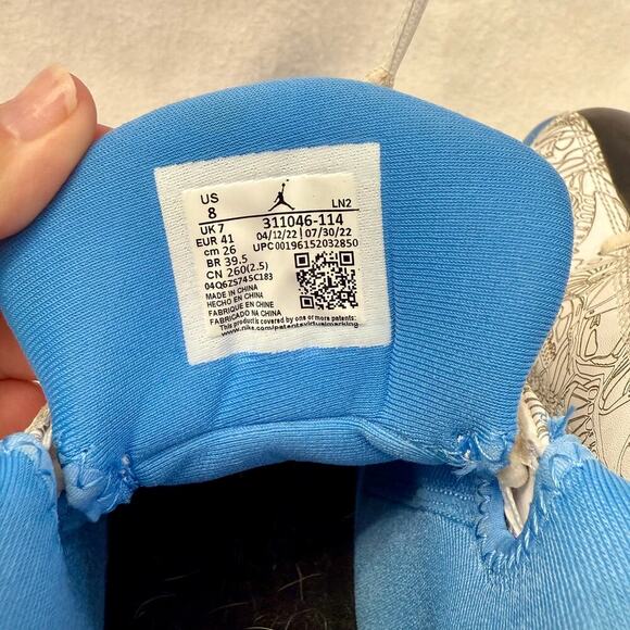 Nike Air Jordan Dub Zero “UNC” White University Blue Black Mens 8.0 - Picture 4 of 5